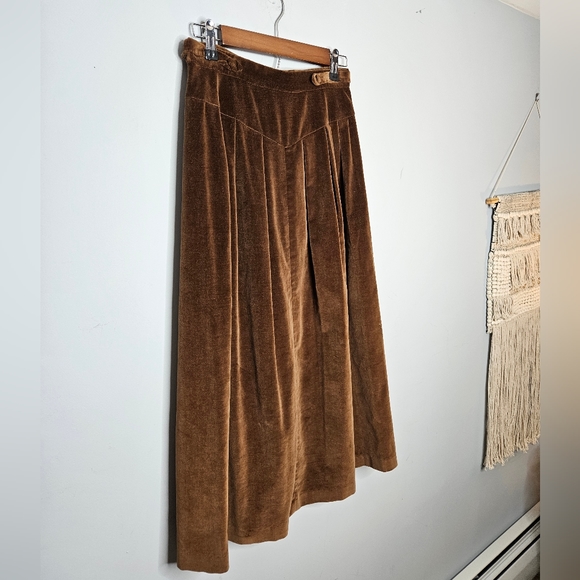 Vintage California tallgirls Velvet Brown A-line Skirt Sz Small - Picture 3 of 9